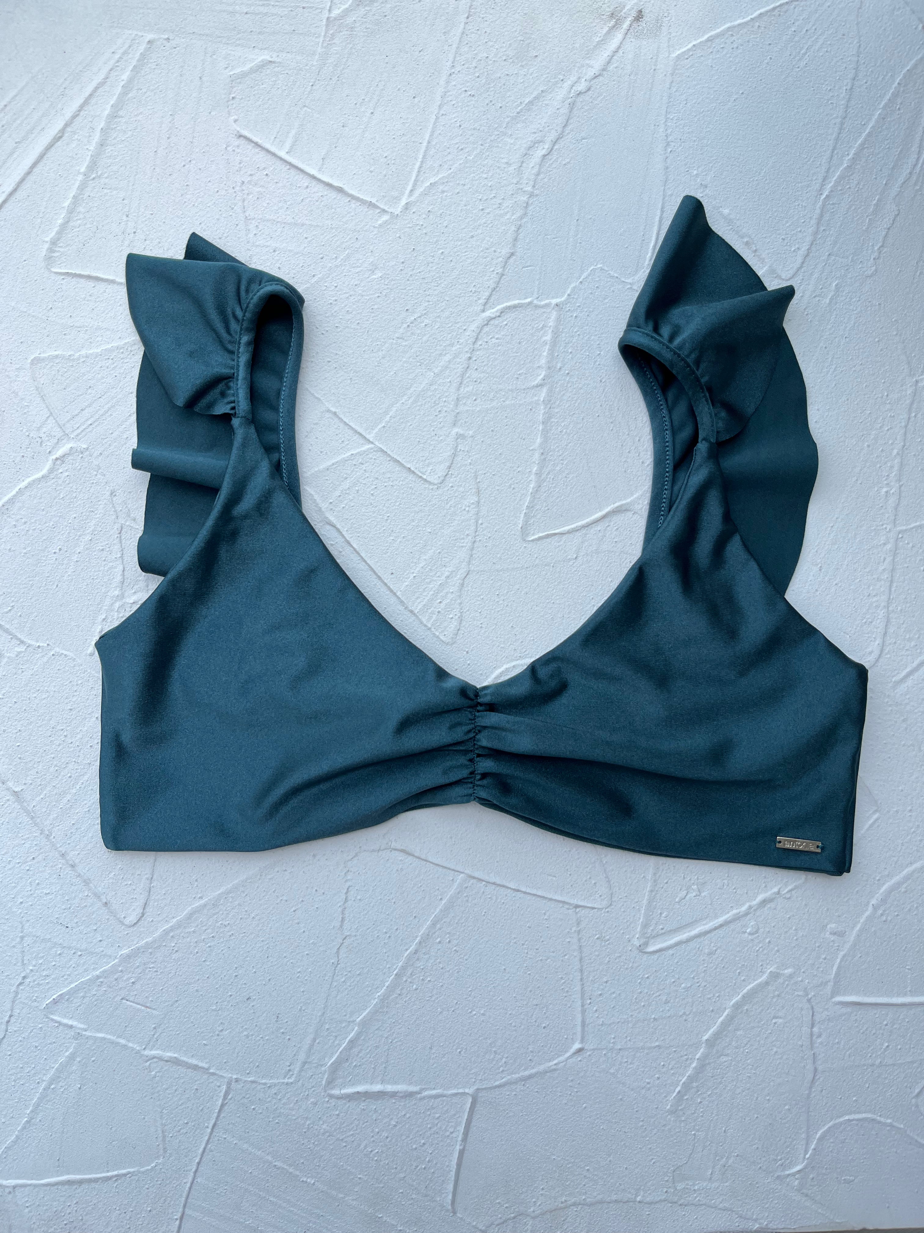 Top Palmas Verde oscuro satinado