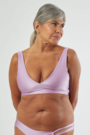 Top Canarias lila satinado