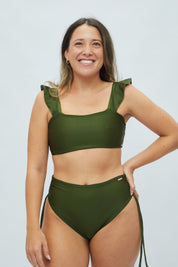 Top caballeros Verde militar satinado