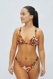 Top Gramas Leopardo tropical reversible a azul satinado