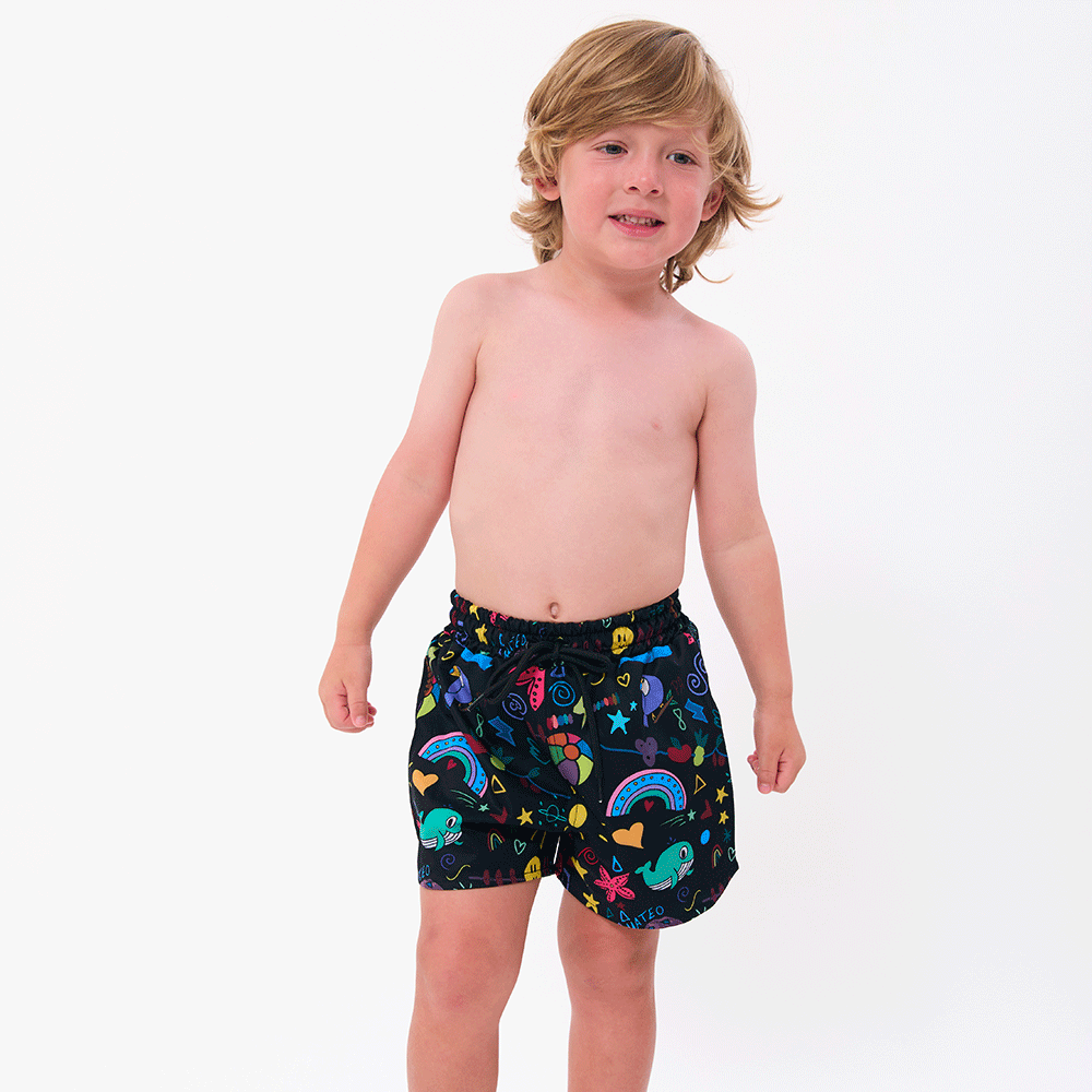 Short Bali niño negro print