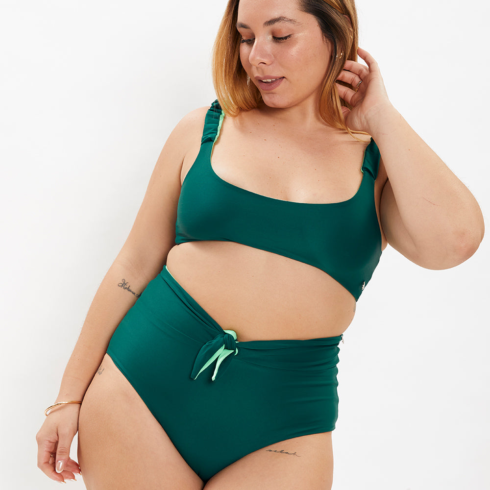 Bottom Máncora verde esmeralda reversible a menta neón