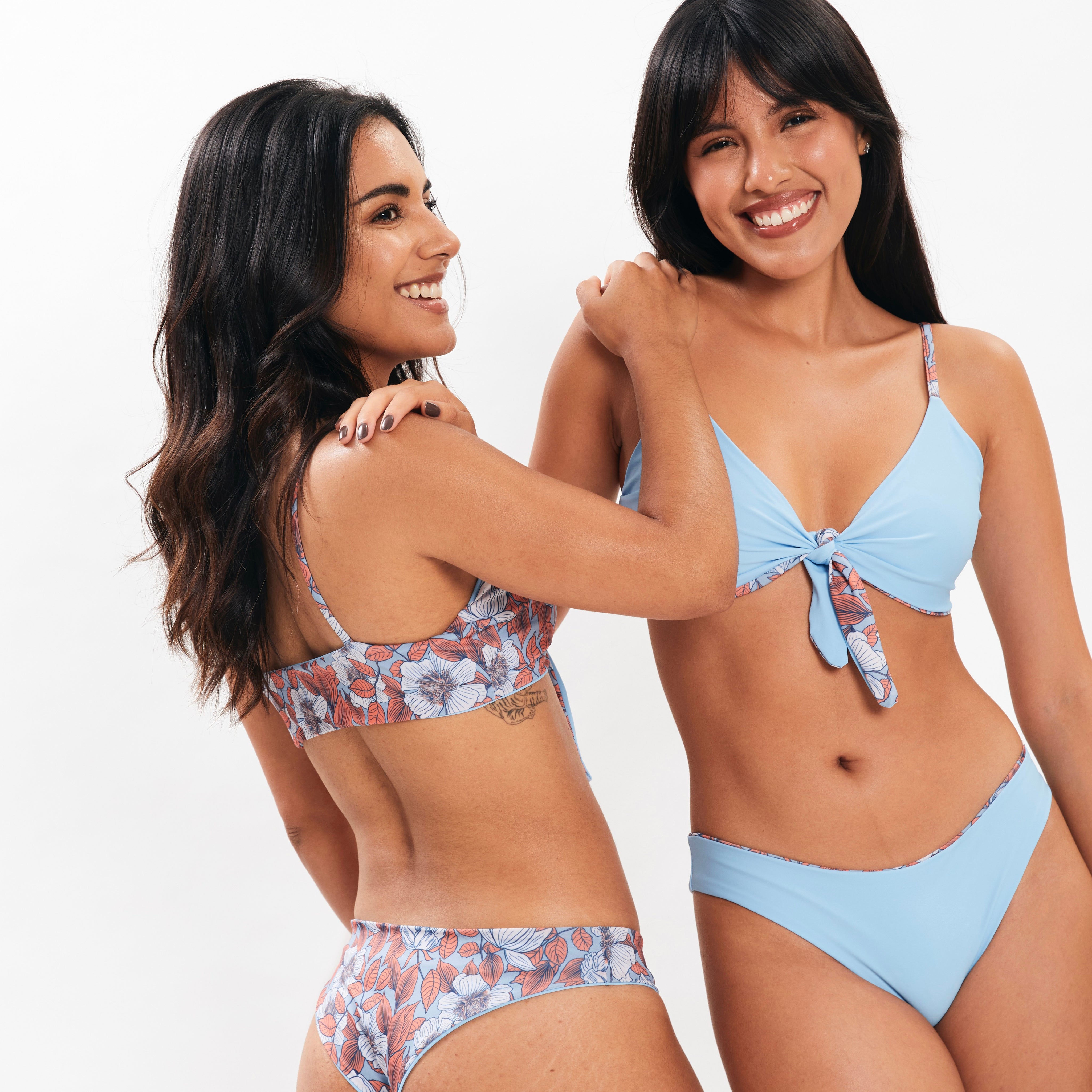 Bottom gaviotas flores celeste reversible a celeste