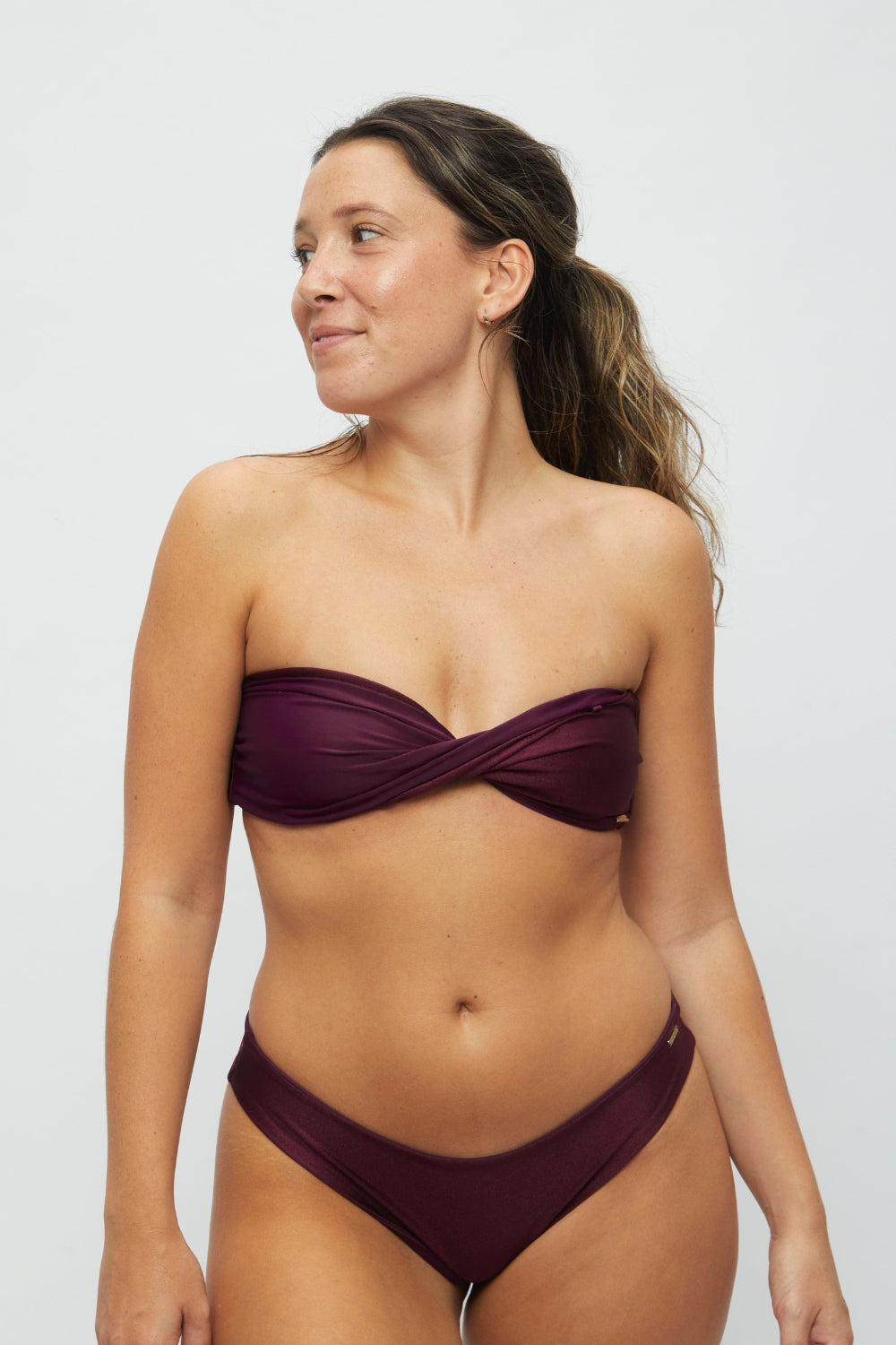 Top Waikiki Borgoña satinado reversible a uva