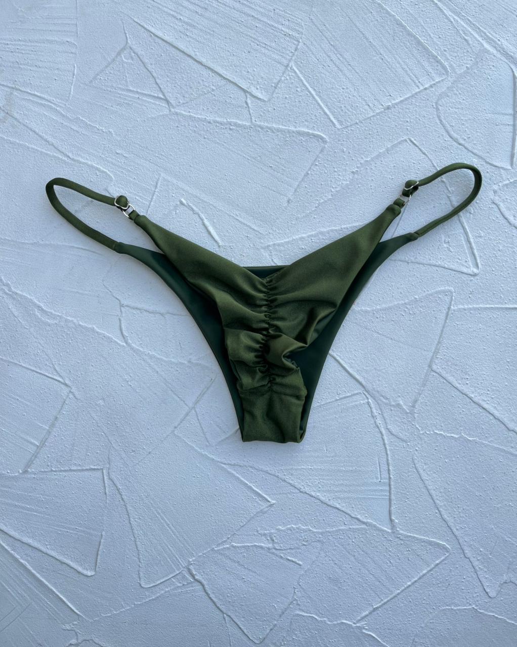 Bottom Pocitas Verde militar satinado reversible a mate