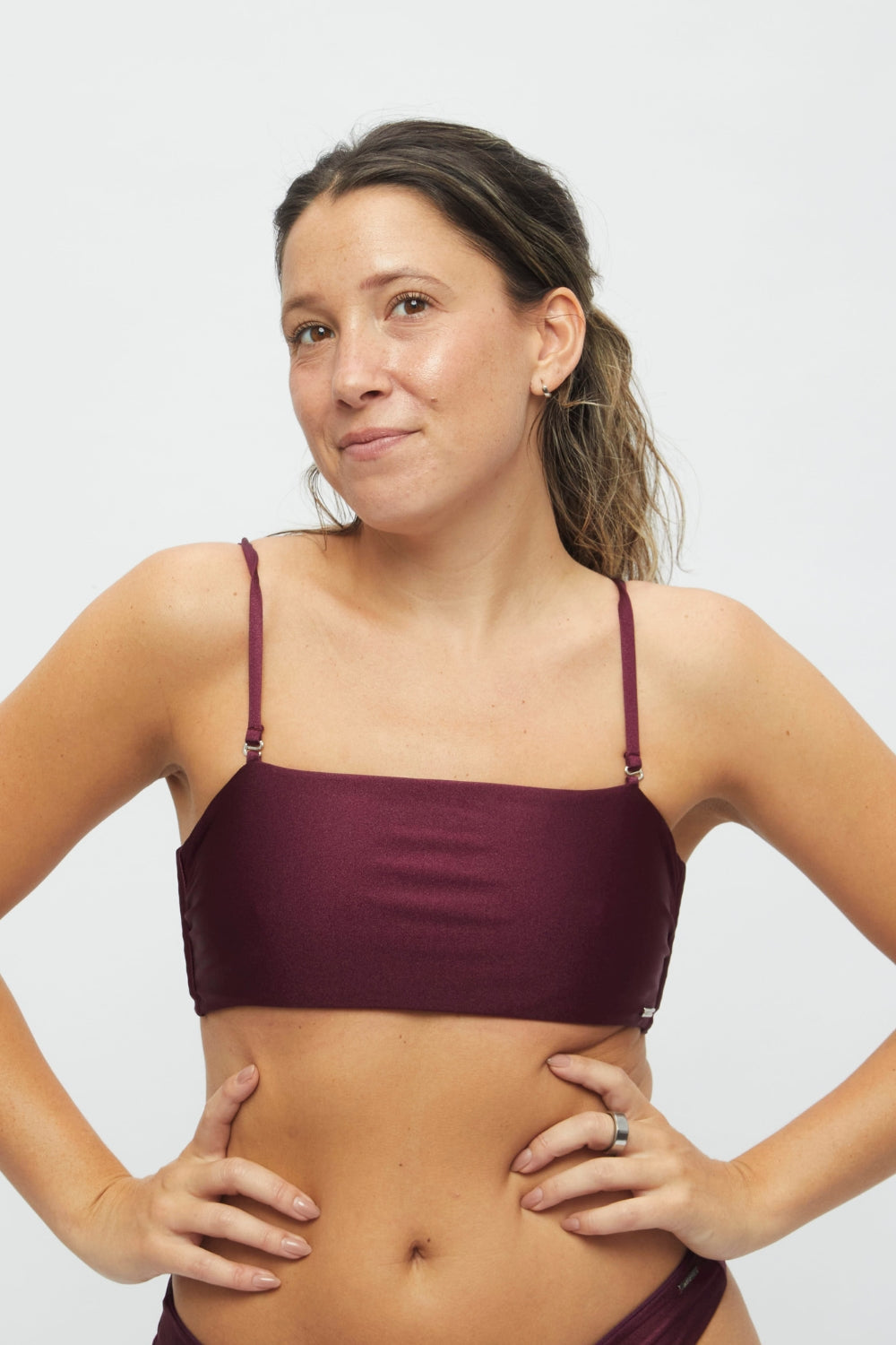 Top Waikiki Borgoña satinado reversible a uva