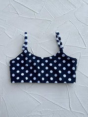 Top Vichayito Niñas Lunares azul marino reversible a rayas