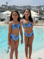 Bottom Tahiti Niñas Mariposa Amazónica reversible a azul claro