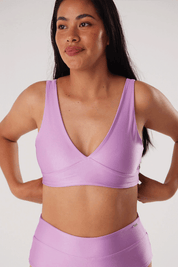 Top Canarias lila satinado