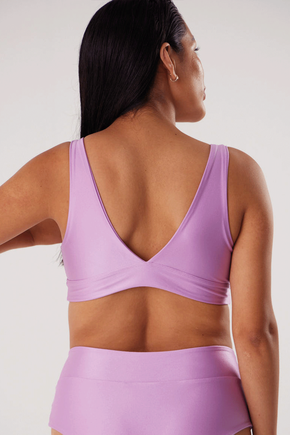 Top Canarias lila satinado
